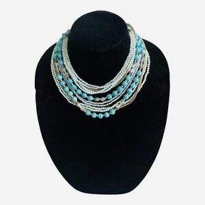 Vintage Multi-Strand Turquoise and Beaded Layered Statement Necklace Excellent